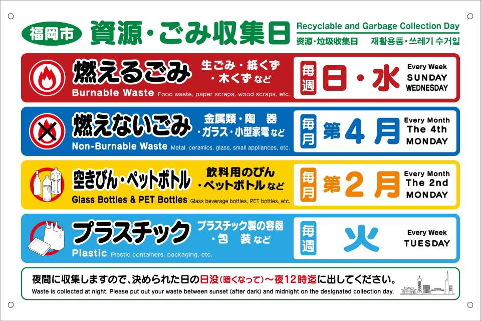 福岡市対応 ゴミ出し日看板 デザイン02