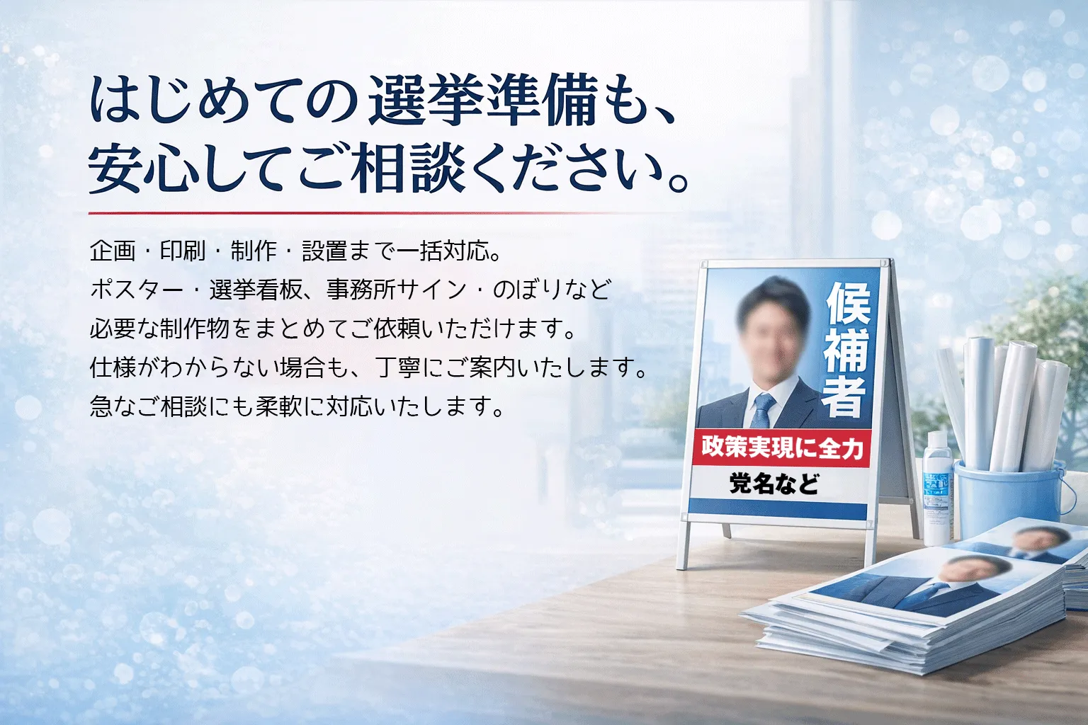 はじめての選挙準備おまかせください