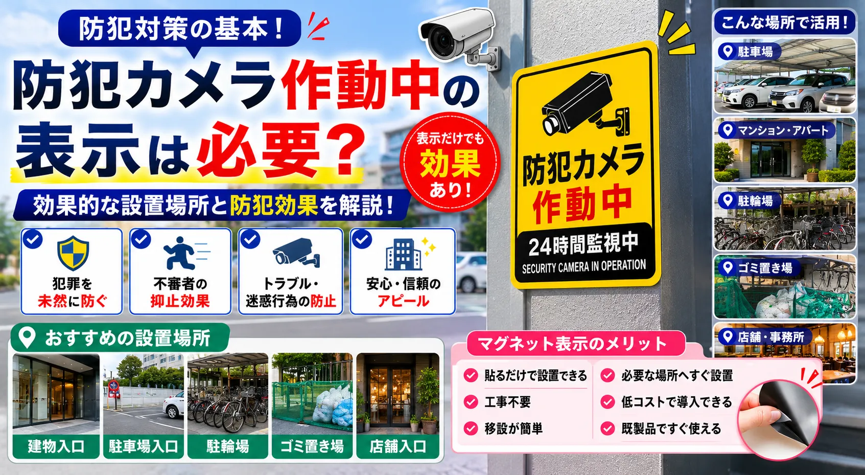 防犯カメラ作動中の表示は必要？