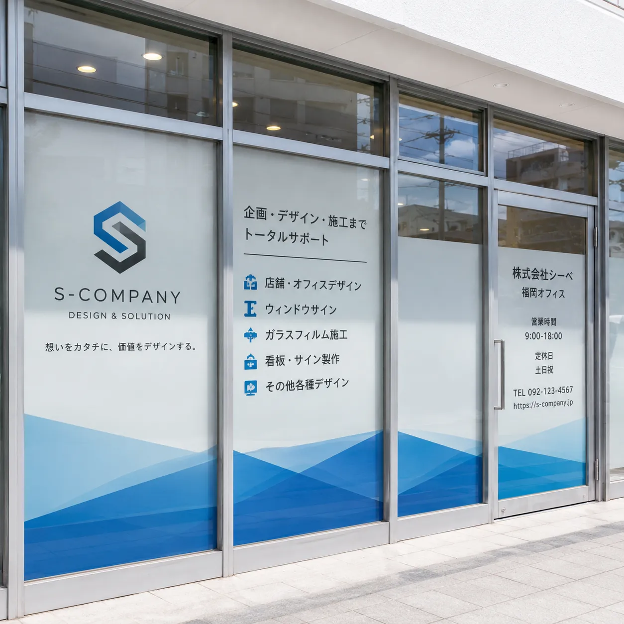 ウィンドウサイン・ガラスフィルム施工事例