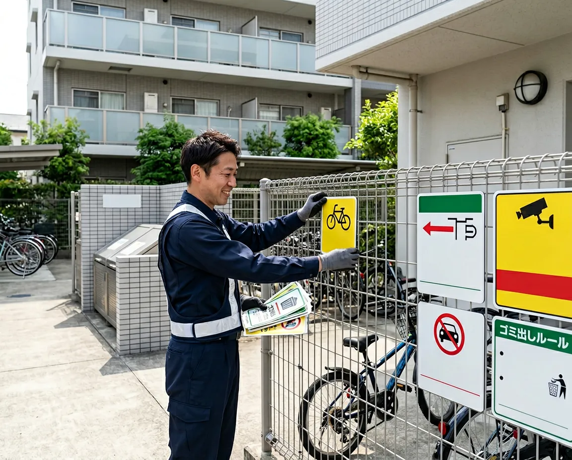 マンション・アパート管理に使えるマグネット看板｜ゴミ置き場・駐輪場・無断駐車対策に