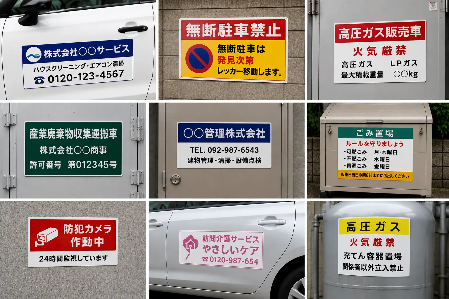 車両用・注意喚起・法定表示などマグネット看板の制作イメージ