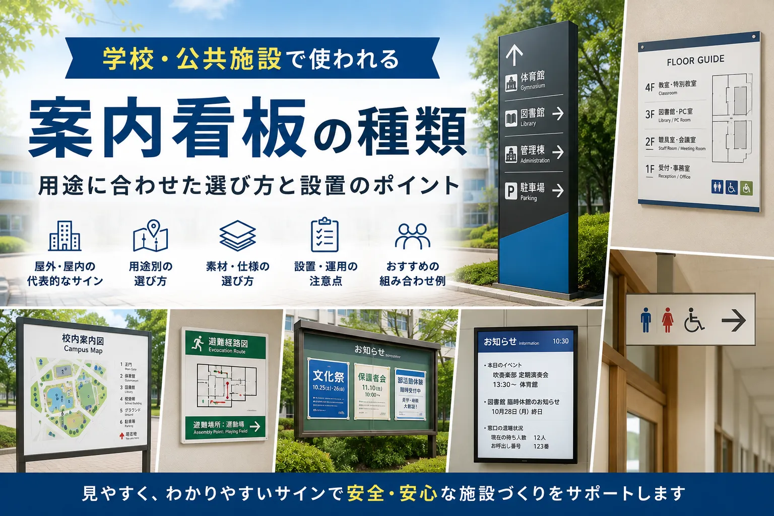 学校・公共施設で使われる案内看板の種類